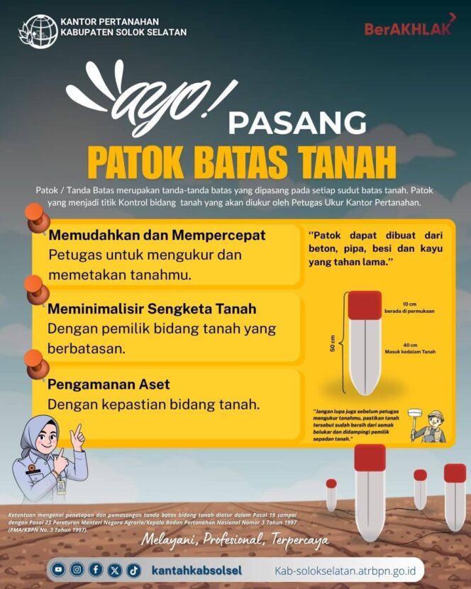 Kantor Pertanahan Imbau Masyarakat Pasang Patok Batas Tanah Demi Tertib Administrasi dan Kepastian Kepemilikan