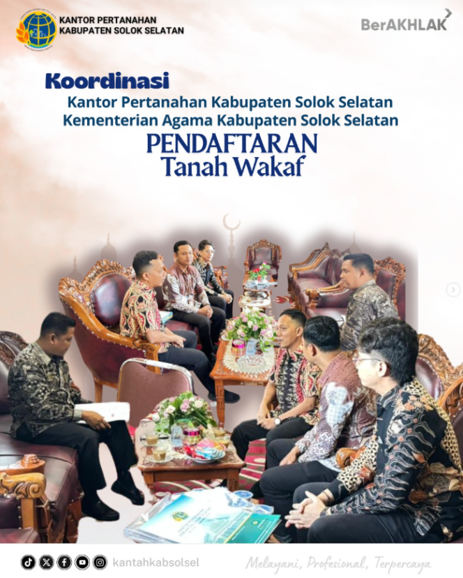 
					Kepala Kantor Pertanahan Kabupaten Solok Selatan Koordinasi Percepatan Pendaftaran Tanah Wakaf