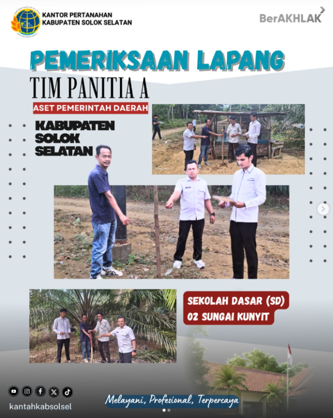 
					Kantor Pertanahan dan Pemda Solok Selatan Bersinergi, Legalitas Aset Tanah SD 02 Sungai Kunyit Segera Rampung  Solok Selatan