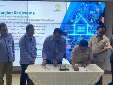 Penandatangan kerjasama antara Bank Nagari dengan Kepala Balai Pelaksana BP3KP Sumatera III, Rabu (8/4/2026)